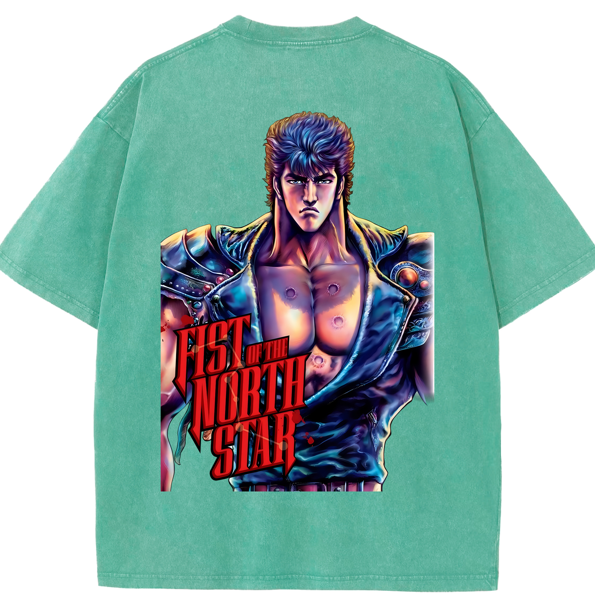 （画像用） 北斗の拳 Fist of the North Star 綿100% ヴィンテージ風 半袖Tシャツ（背面プリント）